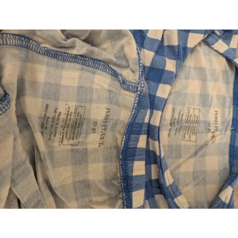Kid's Posh Peanut Bamboo Pajama Set 5T Blue White Gingham